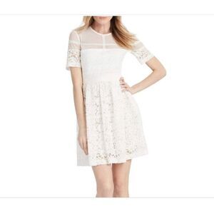 Donna Morgan Anthropologie Dress Sz 8 Illusion Yoke Lace Coquette Mini Romantic